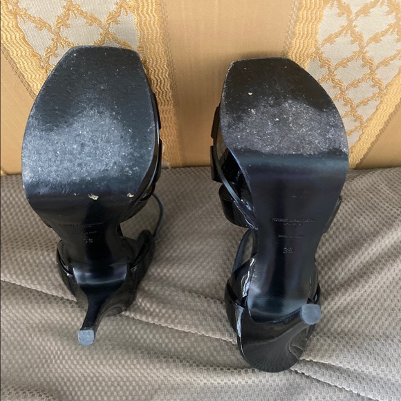 YSL Saint Laurent Tribute Patent Platform Sandals - Picture 3 of 3